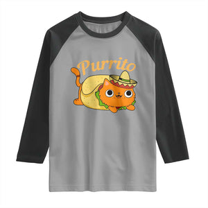 Funny Burrito Lover Gift Raglan Shirt Purrito Cat TS12 Sport Gray Black Print Your Wear