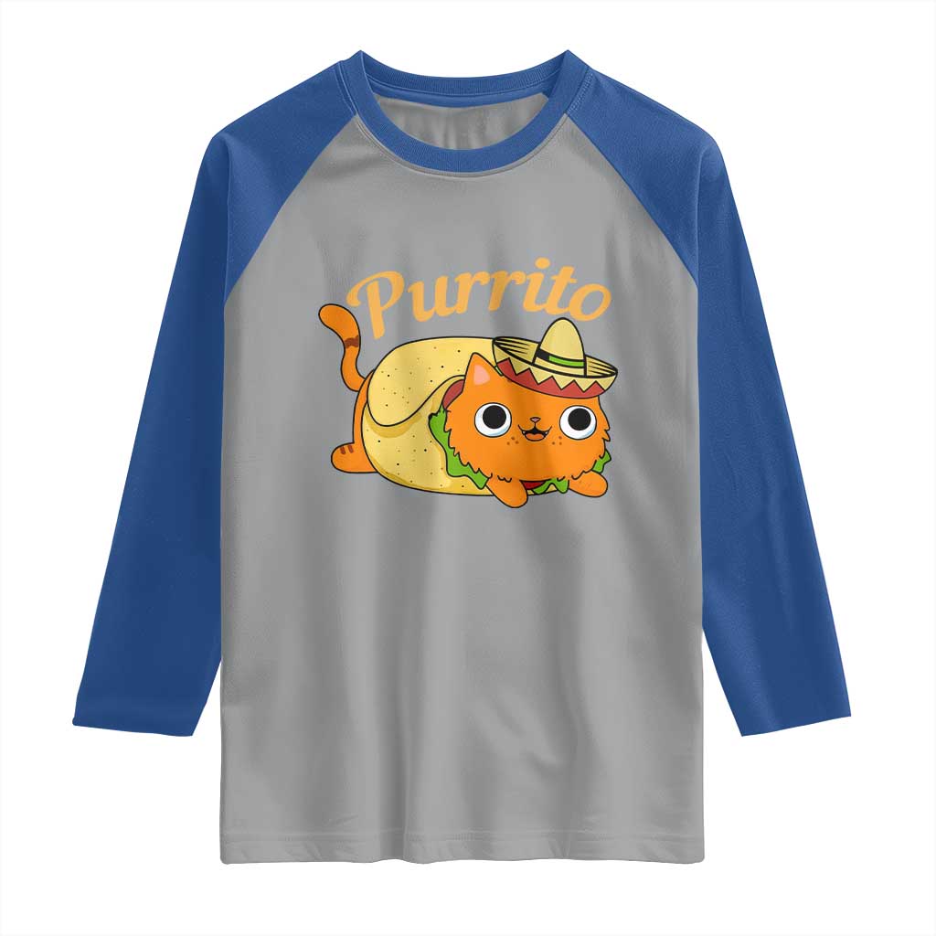 Funny Burrito Lover Gift Raglan Shirt Purrito Cat TS12 Sport Gray Royal Print Your Wear