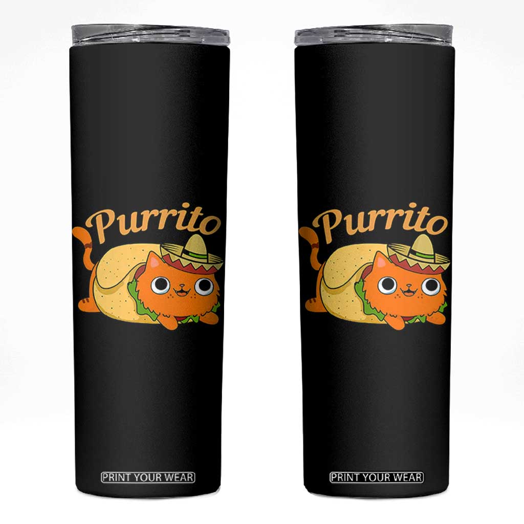 Funny Burrito Lover Gift Skinny Tumbler Purrito Cat TS12 Black Print Your Wear