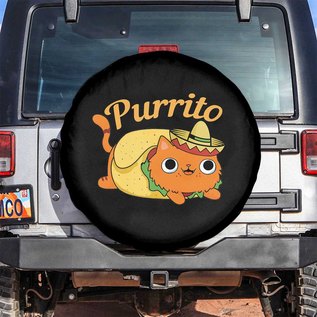 Funny Burrito Lover Gift Spare Tire Cover Purrito Cat TS12 No hole Black Print Your Wear