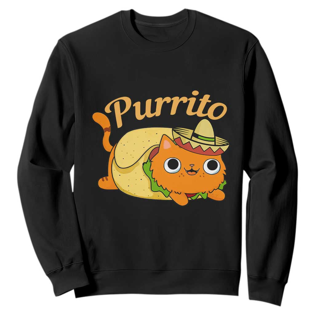 Funny Burrito Lover Gift Sweatshirt Purrito Cat TS12 Black Print Your Wear