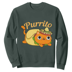 Funny Burrito Lover Gift Sweatshirt Purrito Cat TS12 Dark Forest Green Print Your Wear