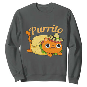 Funny Burrito Lover Gift Sweatshirt Purrito Cat TS12 Dark Heather Print Your Wear