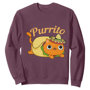 Funny Burrito Lover Gift Sweatshirt Purrito Cat TS12 Maroon Print Your Wear