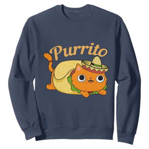Funny Burrito Lover Gift Sweatshirt Purrito Cat TS12 Navy Print Your Wear