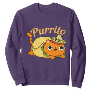 Funny Burrito Lover Gift Sweatshirt Purrito Cat TS12 Purple Print Your Wear
