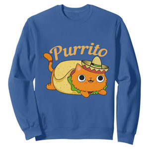 Funny Burrito Lover Gift Sweatshirt Purrito Cat TS12 Royal Blue Print Your Wear
