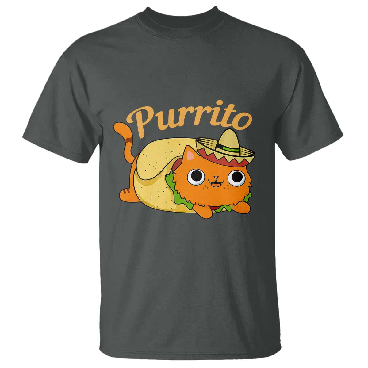 Funny Burrito Lover Gift T Shirt Purrito Cat TS12 Dark Heather Print Your Wear