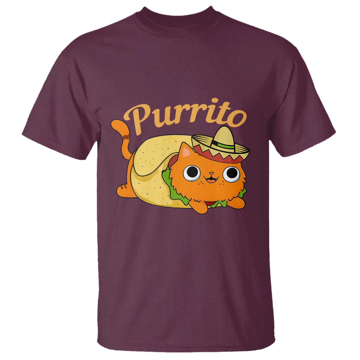 Funny Burrito Lover Gift T Shirt Purrito Cat TS12 Maroon Print Your Wear