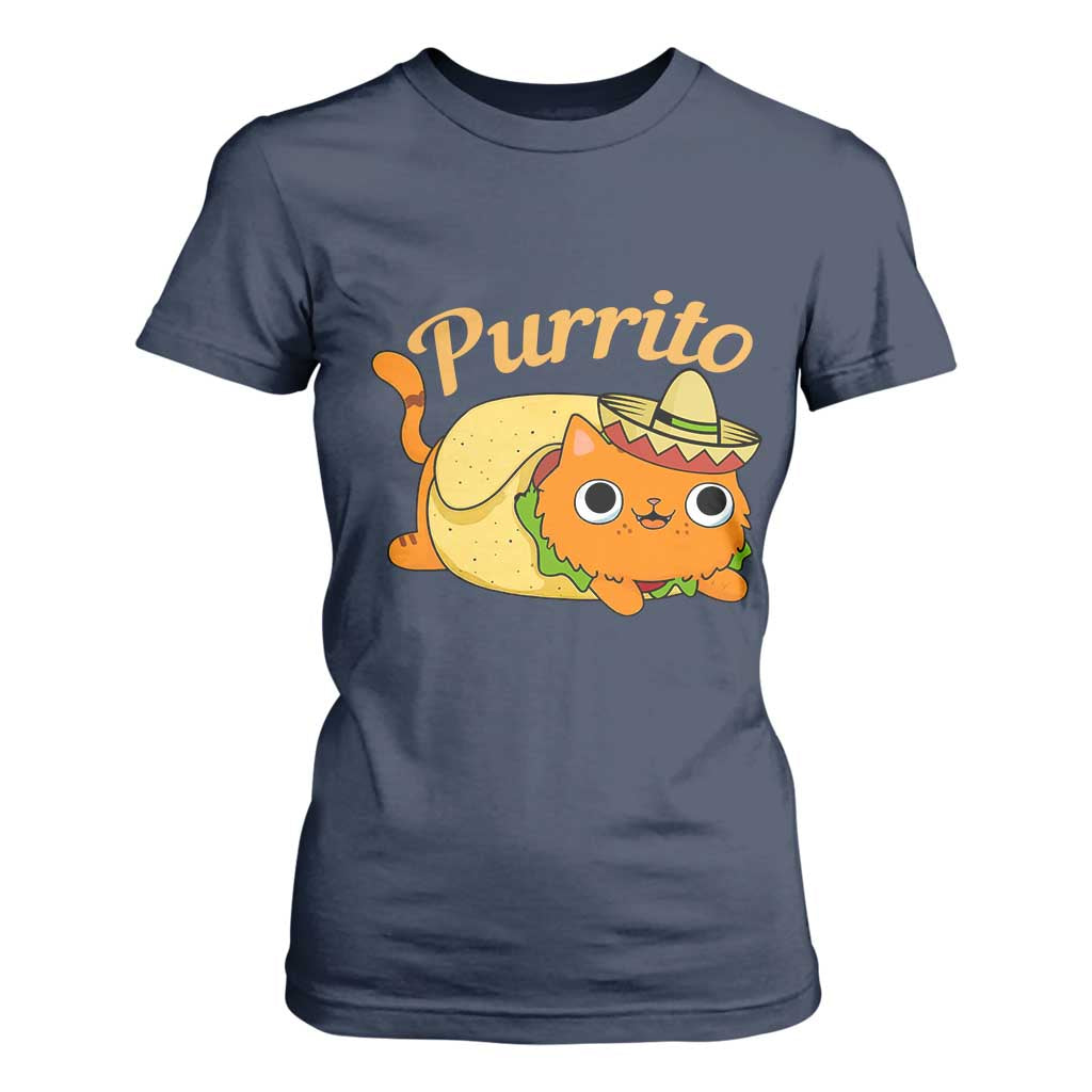 Funny Burrito Lover Gift T Shirt For Women Purrito Cat TS12 Navy Print Your Wear