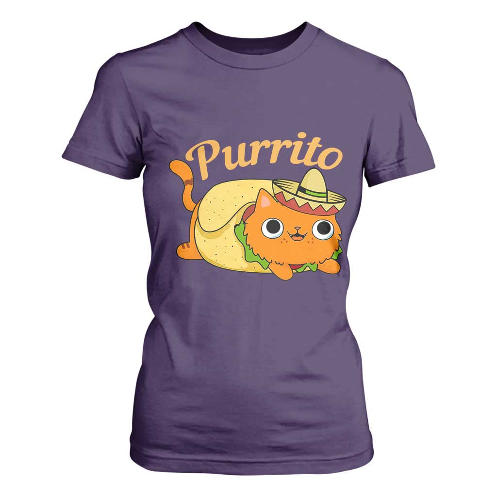 Funny Burrito Lover Gift T Shirt For Women Purrito Cat TS12 Purple Print Your Wear