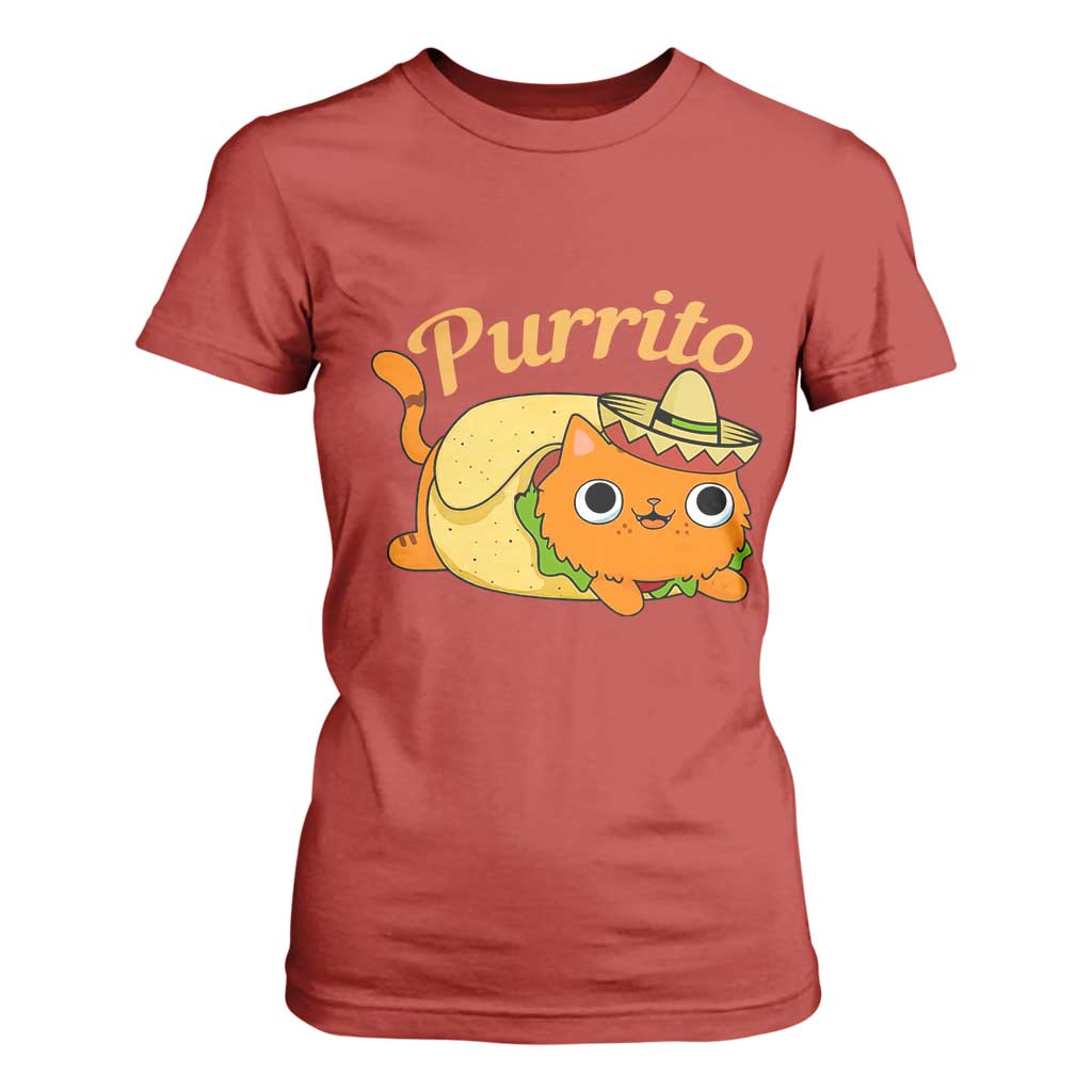 Funny Burrito Lover Gift T Shirt For Women Purrito Cat TS12 Red Print Your Wear