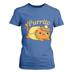 Funny Burrito Lover Gift T Shirt For Women Purrito Cat TS12 Royal Blue Print Your Wear