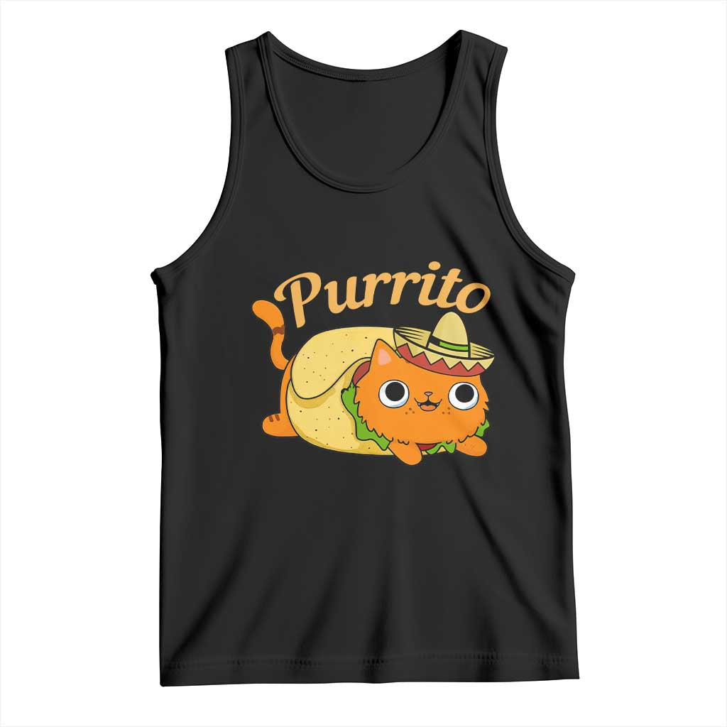 Funny Burrito Lover Gift Tank Top Purrito Cat TS12 Black Print Your Wear