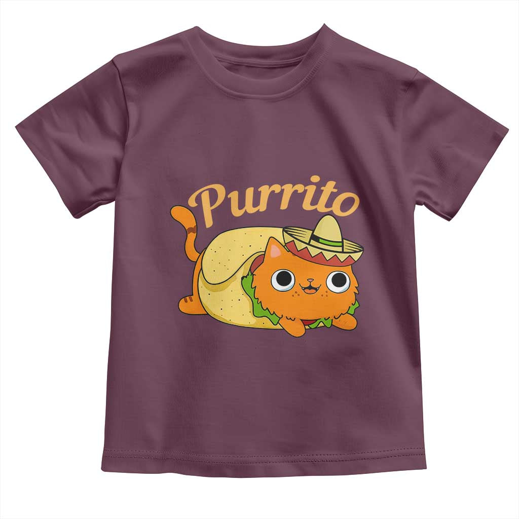Funny Burrito Lover Gift Toddler T Shirt Purrito Cat TS12 Maroon Print Your Wear