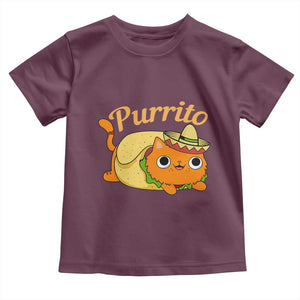 Funny Burrito Lover Gift Toddler T Shirt Purrito Cat TS12 Maroon Print Your Wear