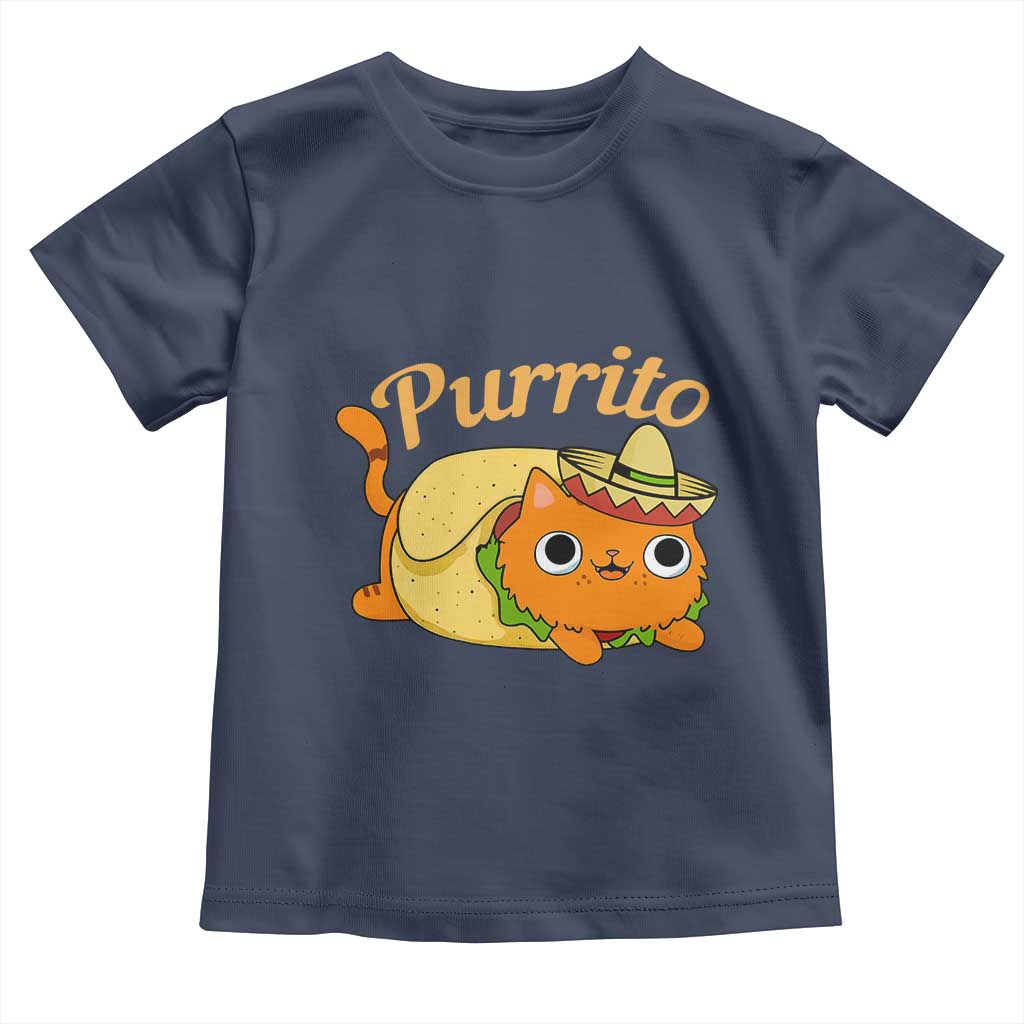 Funny Burrito Lover Gift Toddler T Shirt Purrito Cat TS12 Navy Print Your Wear