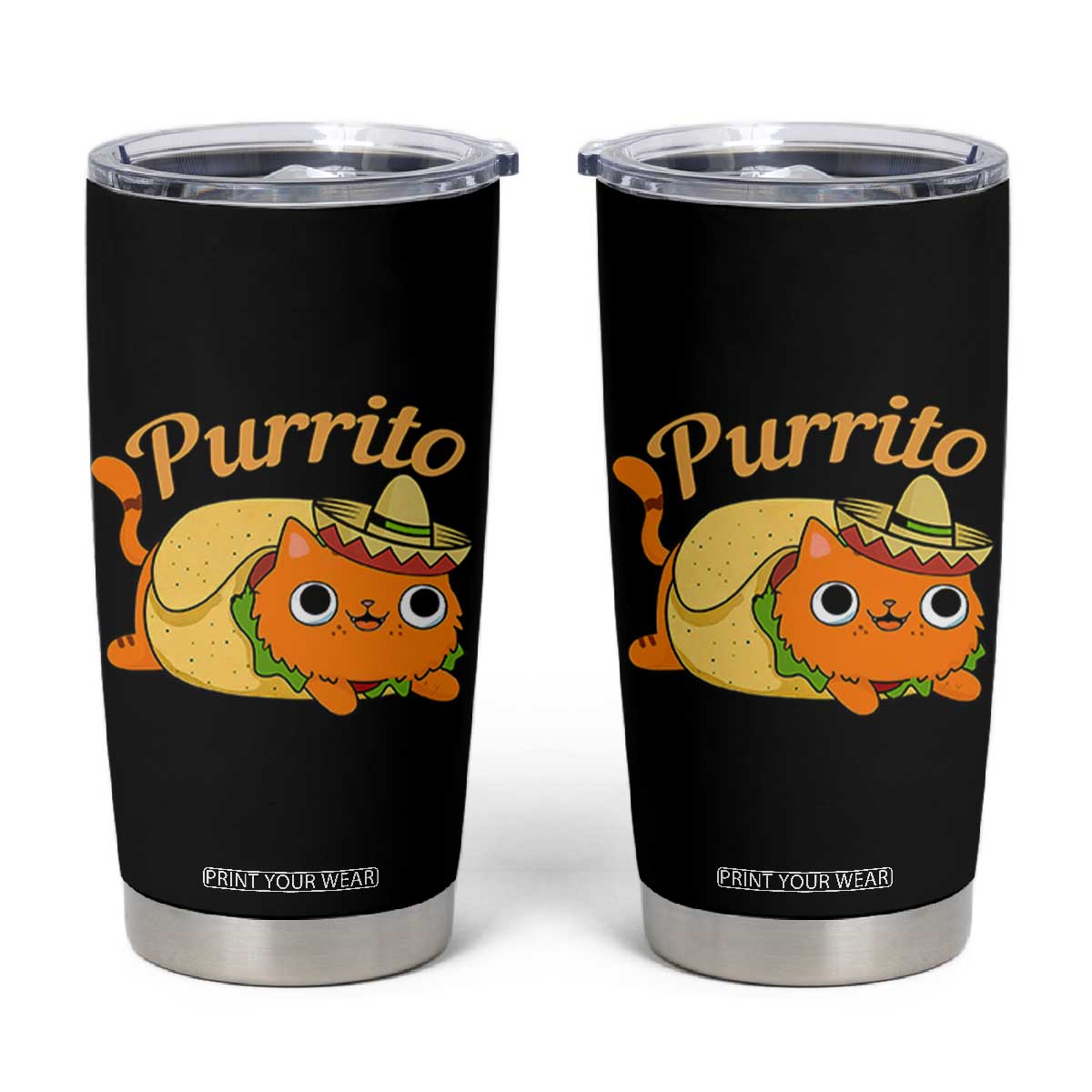 Funny Burrito Lover Gift Tumbler Cup Purrito Cat TS12 Black Print Your Wear
