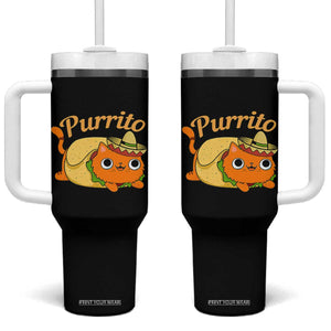 Funny Burrito Lover Gift Tumbler With Handle Purrito Cat TS12 One Size: 40 oz Black Print Your Wear