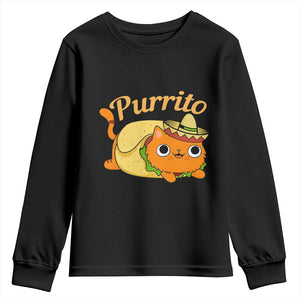 Funny Burrito Lover Gift Youth Sweatshirt Purrito Cat TS12 Black Print Your Wear