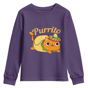 Funny Burrito Lover Gift Youth Sweatshirt Purrito Cat TS12 Purple Print Your Wear