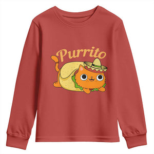 Funny Burrito Lover Gift Youth Sweatshirt Purrito Cat TS12 Red Print Your Wear