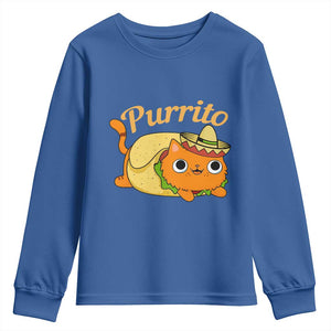 Funny Burrito Lover Gift Youth Sweatshirt Purrito Cat TS12 Royal Blue Print Your Wear