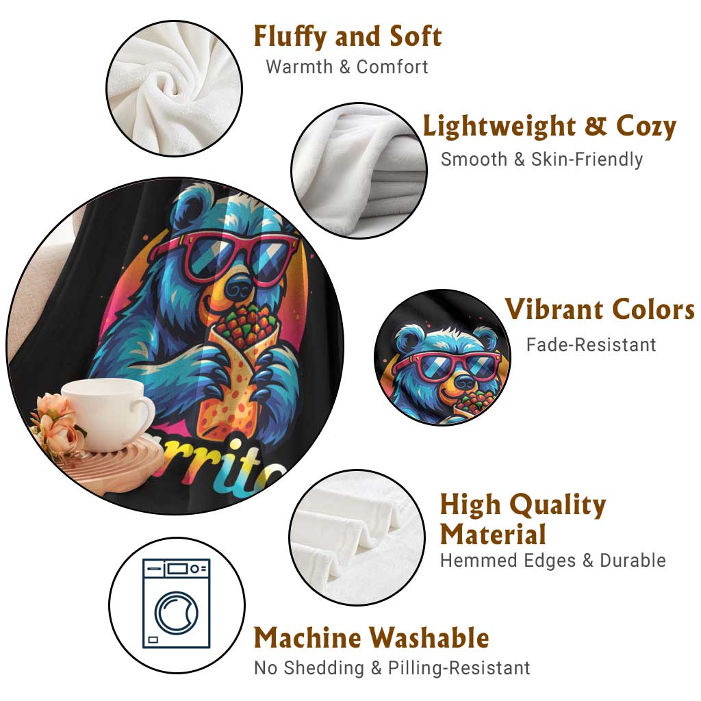 Mexican Food Lover Gift Throw Blanket Funny Bearrito TS12 Print Your Wear