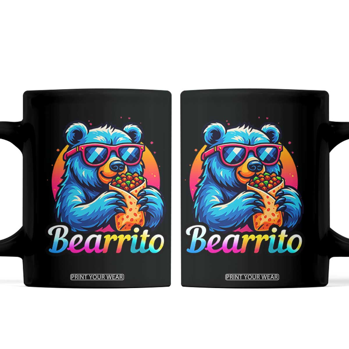 Mexican Food Lover Gift Coffee Mug Funny Bearrito TS12 Black Print Your Wear