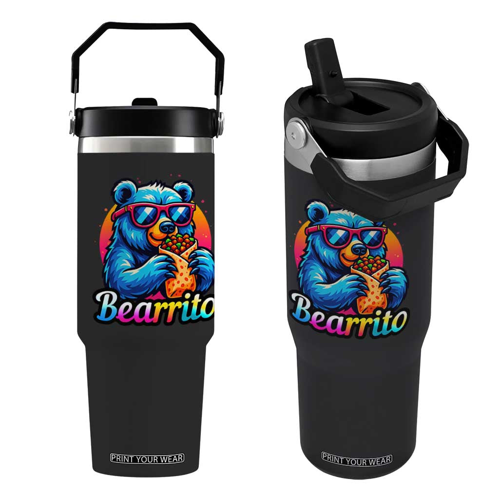 Mexican Food Lover Gift Flip Straw Tumbler Funny Bearrito TS12 One Size: 30 oz Black Print Your Wear