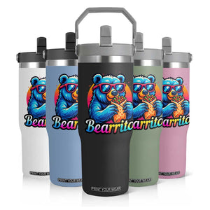 Mexican Food Lover Gift Flip Straw Tumbler Funny Bearrito TS12 Print Your Wear