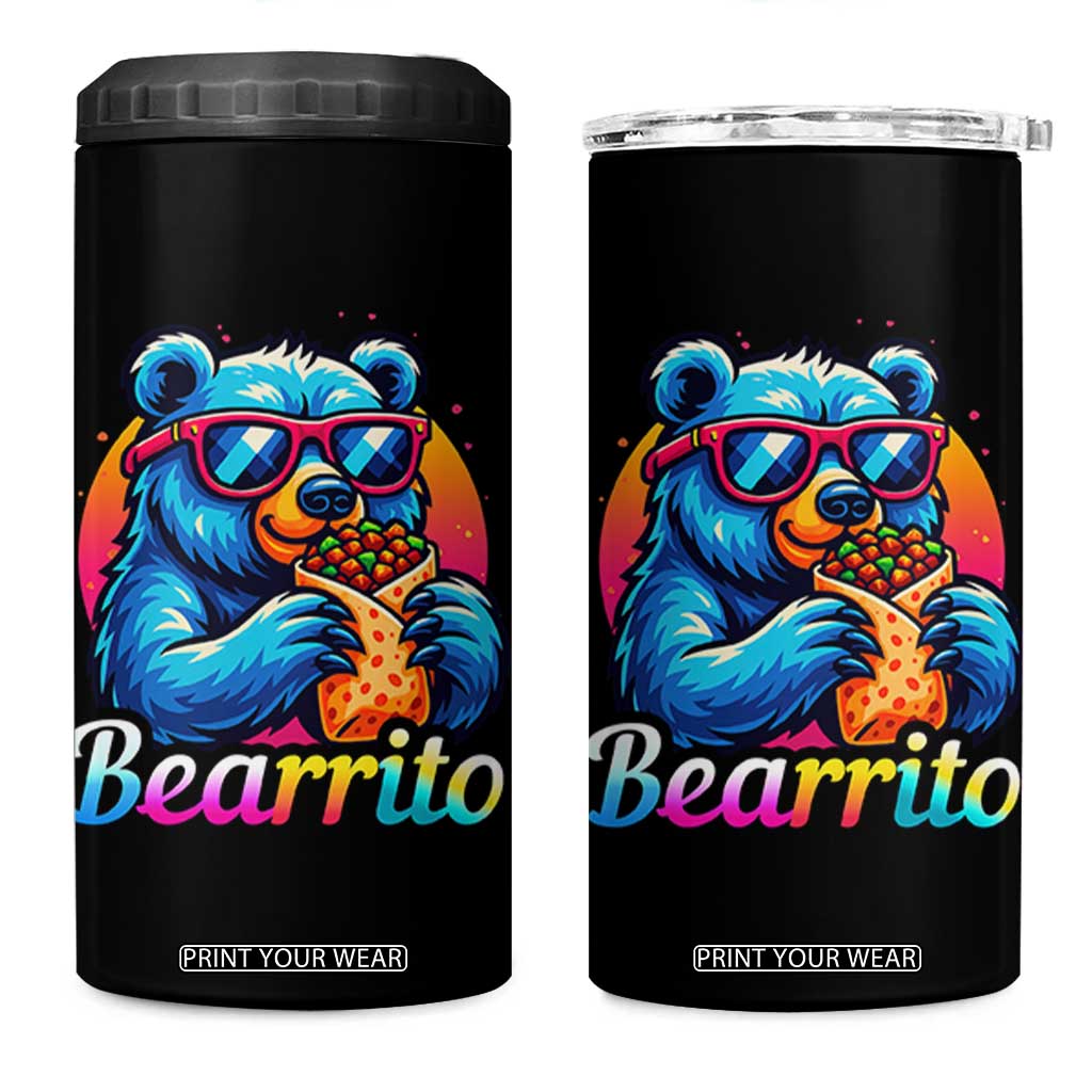 Mexican Food Lover Gift 4 in 1 Can Cooler Tumbler Funny Bearrito TS12 One Size: 16 oz Black Print Your Wear