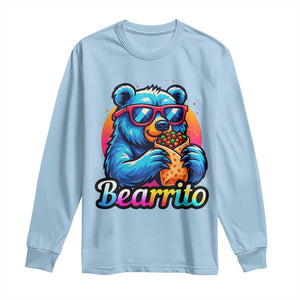 Mexican Food Lover Gift Long Sleeve Shirt Funny Bearrito TS12 Light Blue Print Your Wear