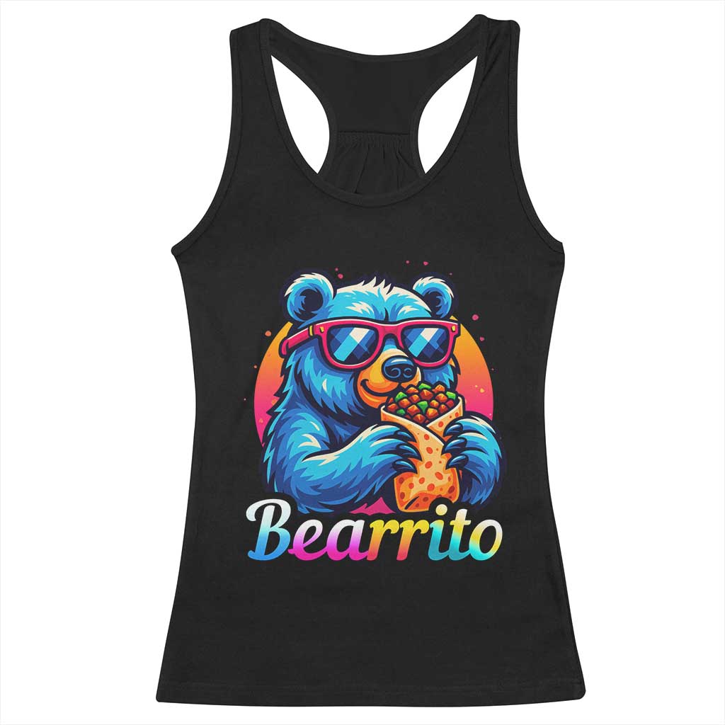 Mexican Food Lover Gift Racerback Tank Top Funny Bearrito TS12 Black Print Your Wear