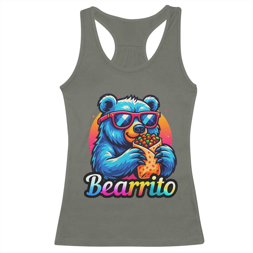 Mexican Food Lover Gift Racerback Tank Top Funny Bearrito TS12 Military Green Print Your Wear