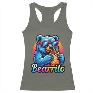 Mexican Food Lover Gift Racerback Tank Top Funny Bearrito TS12 Military Green Print Your Wear