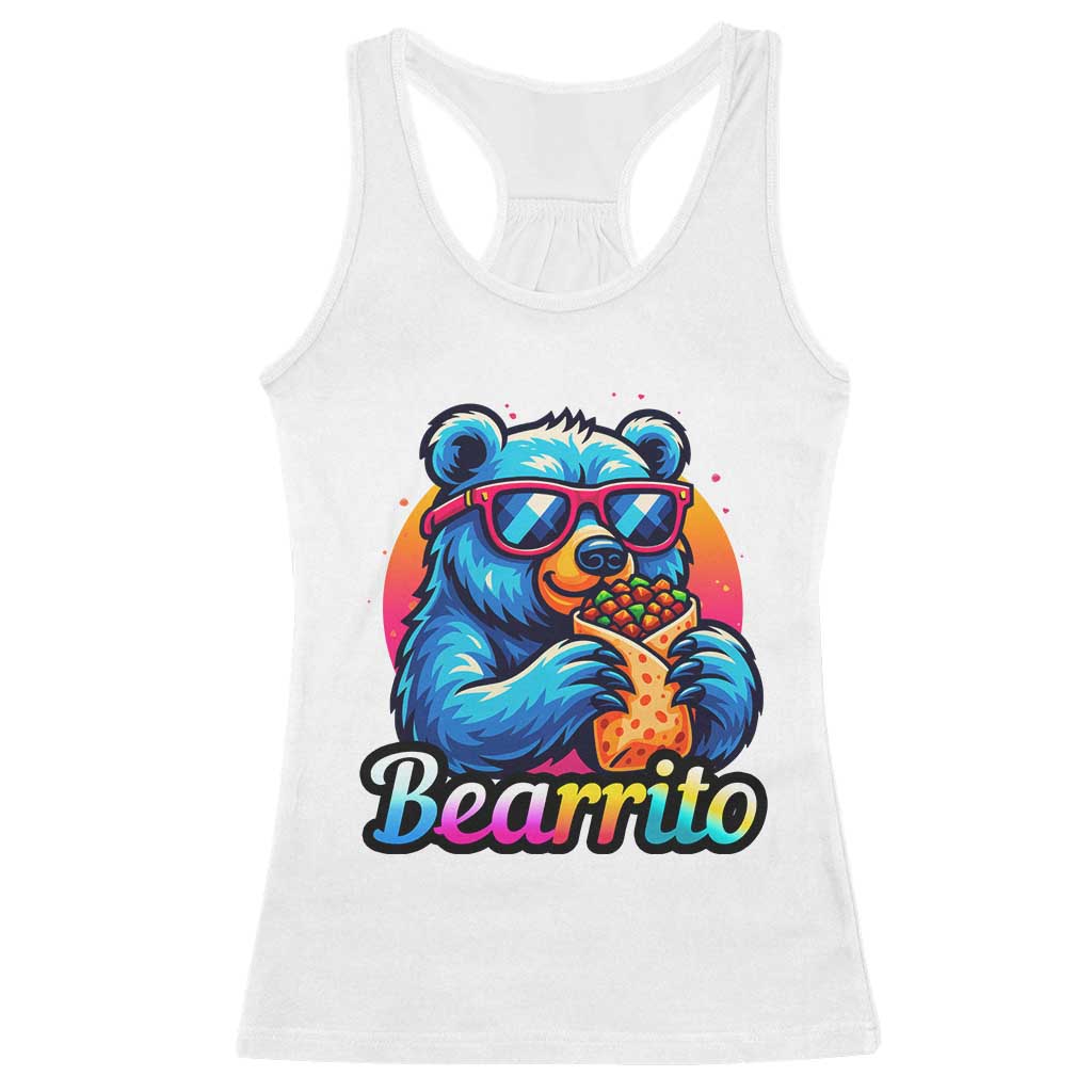 Mexican Food Lover Gift Racerback Tank Top Funny Bearrito TS12 White Print Your Wear