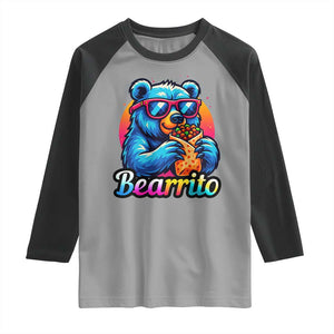 Mexican Food Lover Gift Raglan Shirt Funny Bearrito TS12 Sport Gray Black Print Your Wear