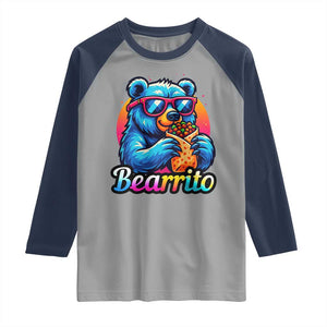 Mexican Food Lover Gift Raglan Shirt Funny Bearrito TS12 Sport Gray Navy Print Your Wear