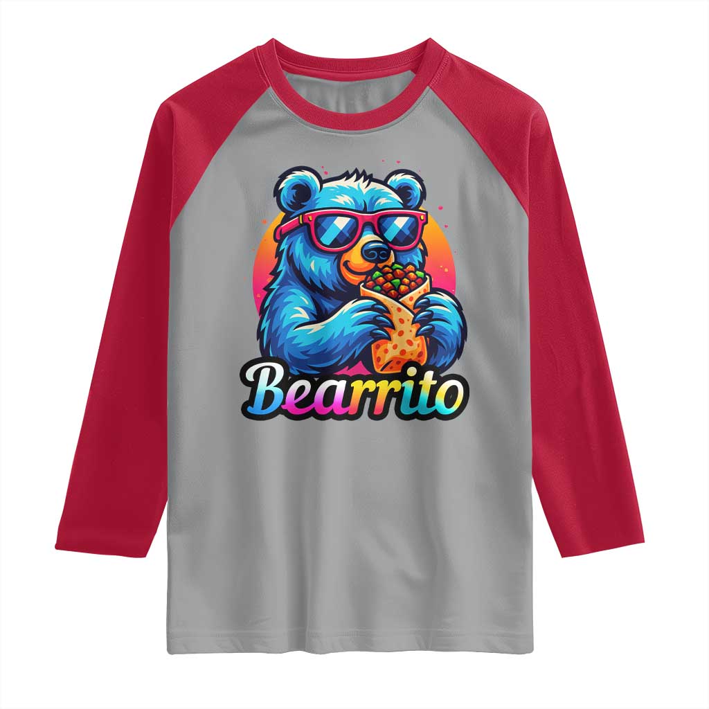 Mexican Food Lover Gift Raglan Shirt Funny Bearrito TS12 Sport Gray Red Print Your Wear