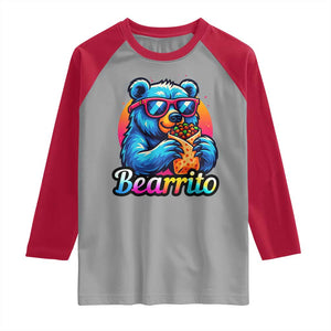 Mexican Food Lover Gift Raglan Shirt Funny Bearrito TS12 Sport Gray Red Print Your Wear