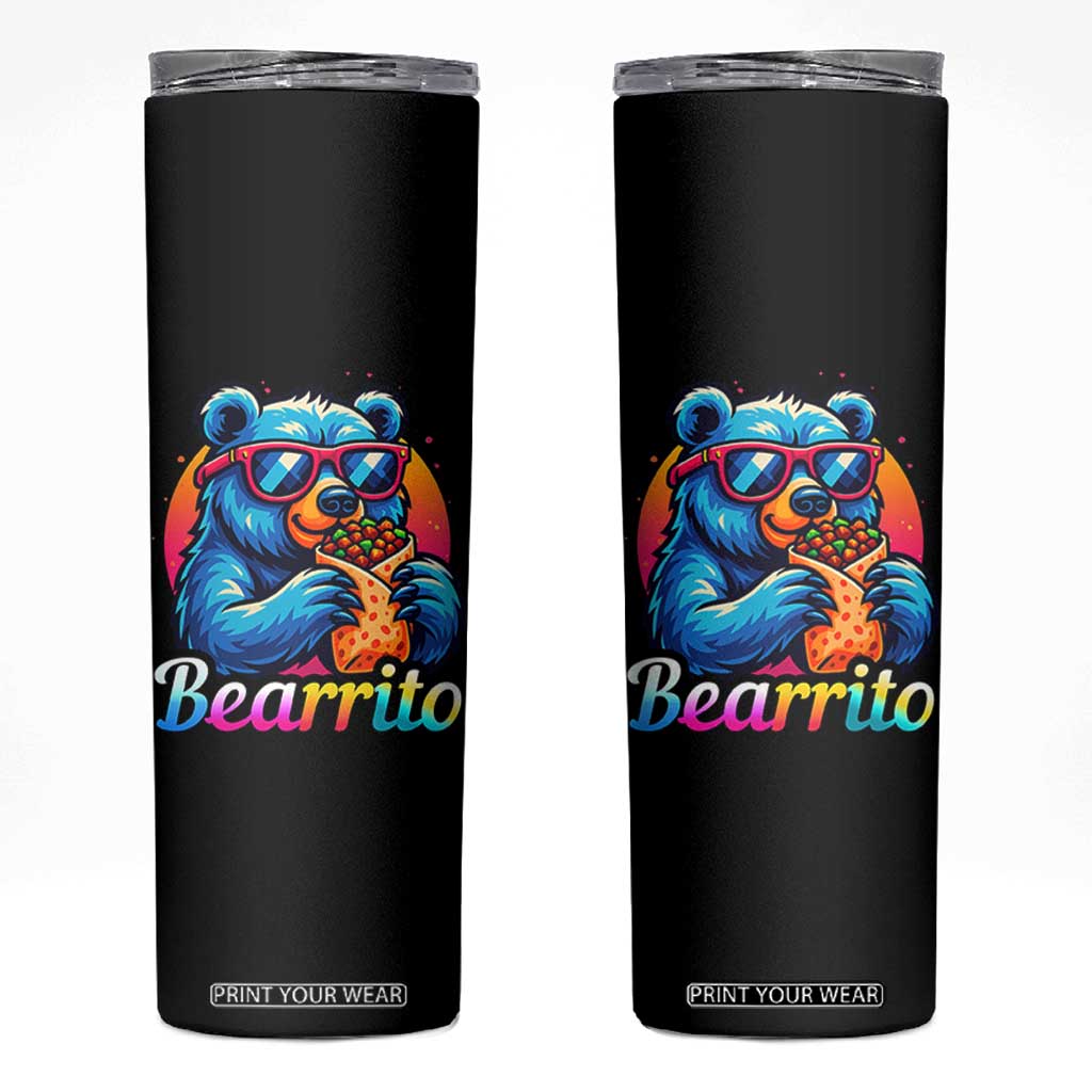 Mexican Food Lover Gift Skinny Tumbler Funny Bearrito TS12 Black Print Your Wear