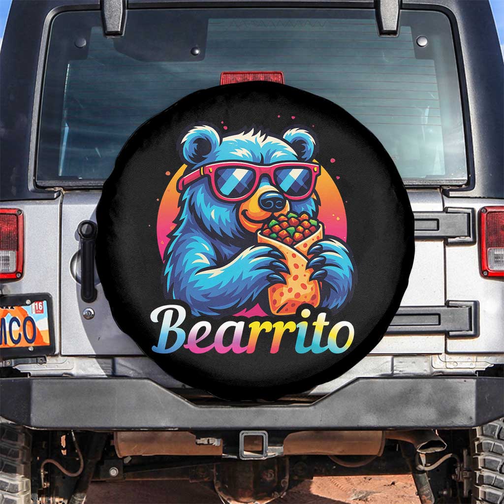 Mexican Food Lover Gift Spare Tire Cover Funny Bearrito TS12 No hole Black Print Your Wear