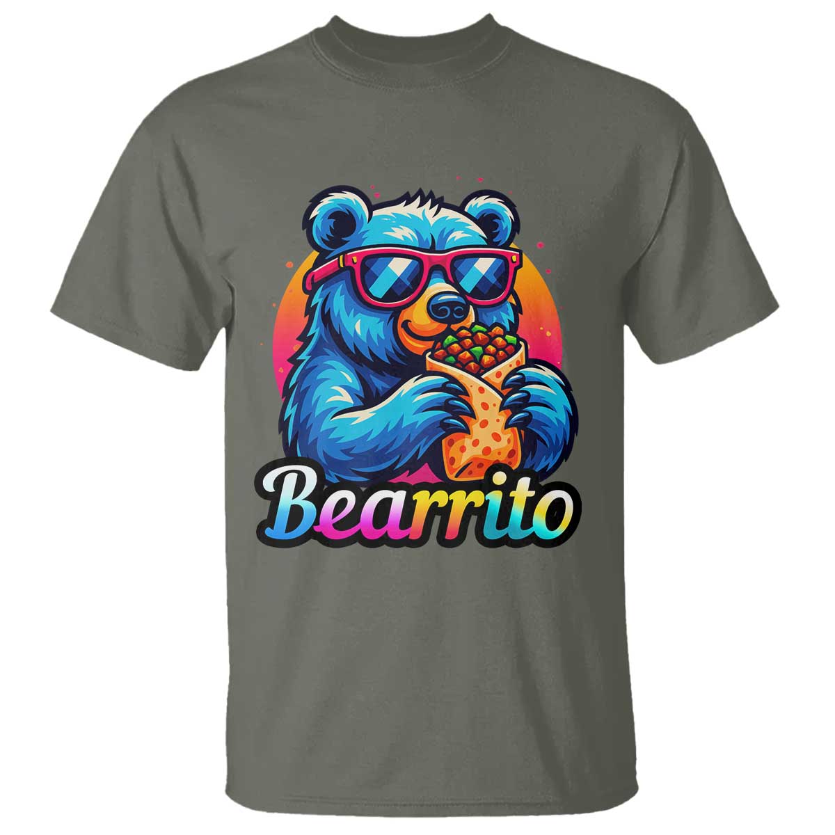 Mexican Food Lover Gift T Shirt Funny Bearrito TS12 Military Green Print Your Wear