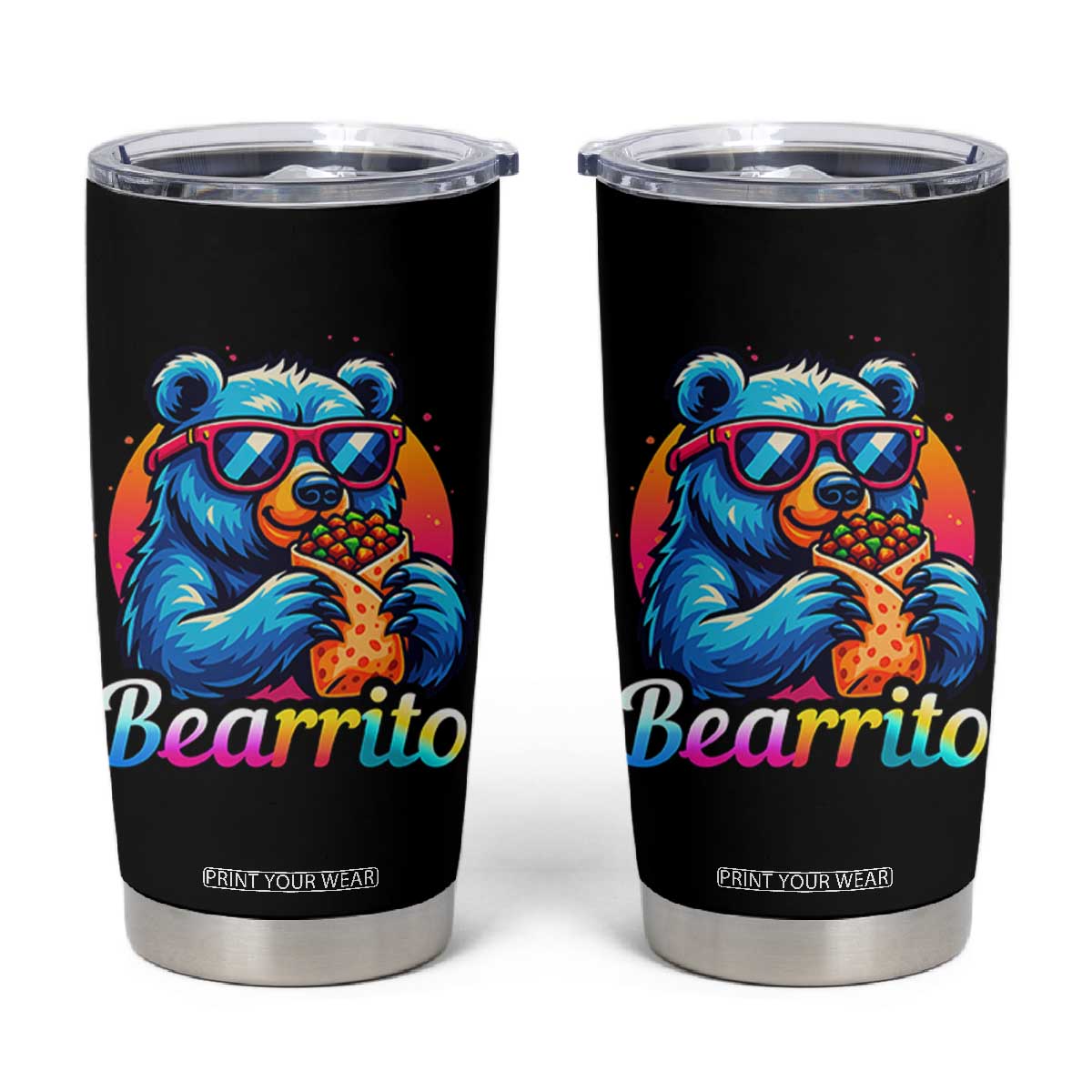 Mexican Food Lover Gift Tumbler Cup Funny Bearrito TS12 Black Print Your Wear