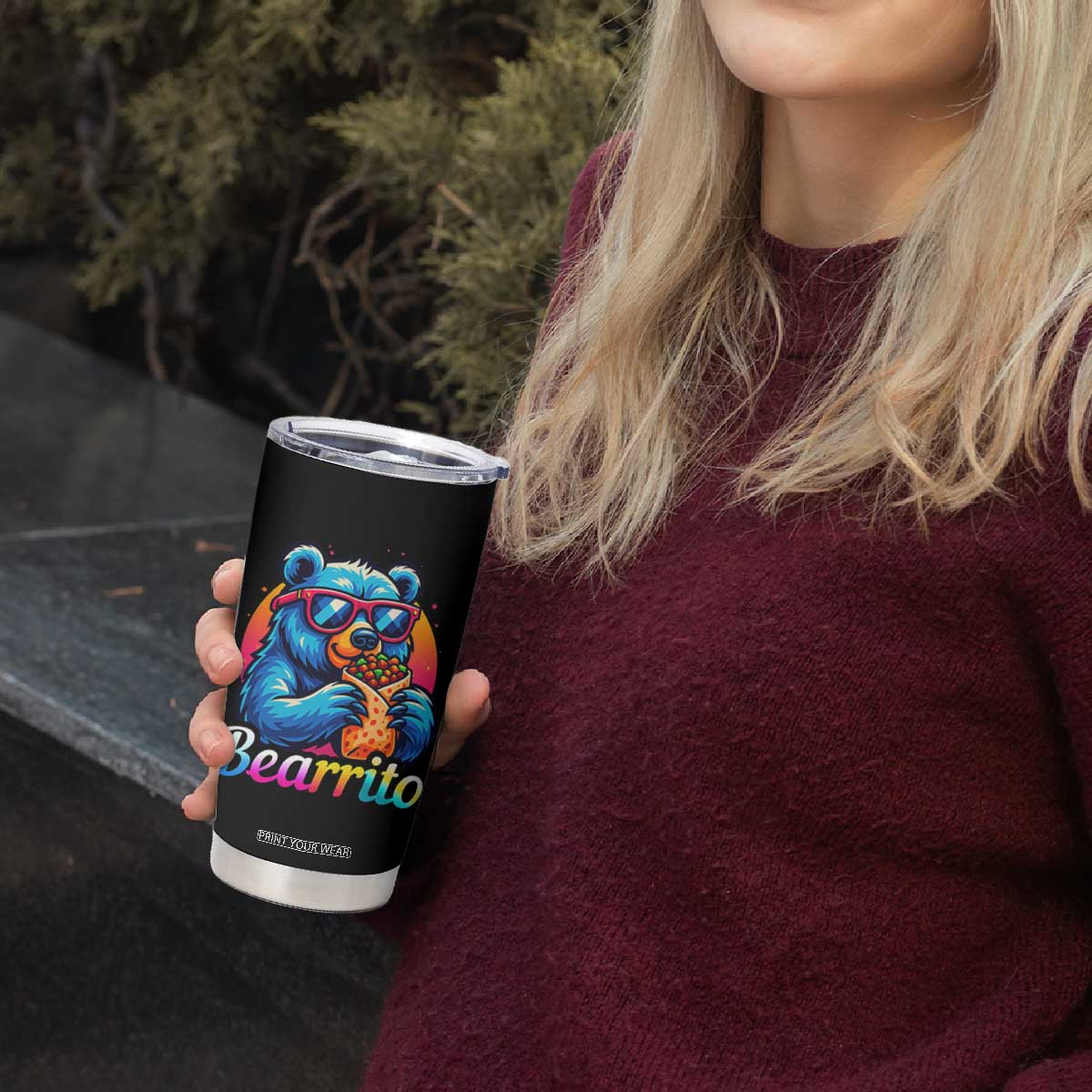 Mexican Food Lover Gift Tumbler Cup Funny Bearrito TS12 Print Your Wear