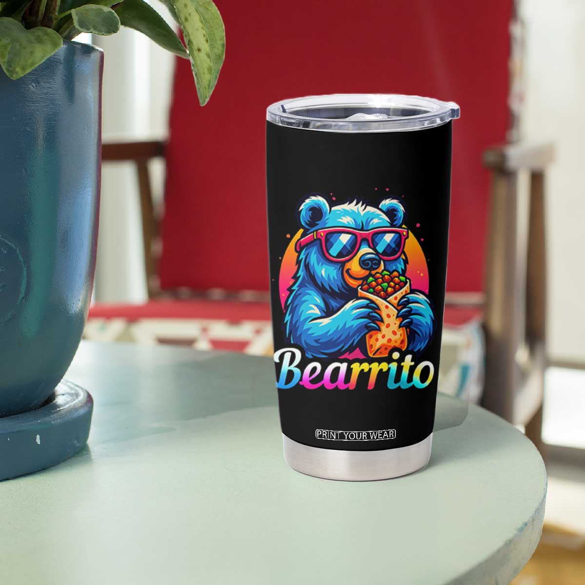 Mexican Food Lover Gift Tumbler Cup Funny Bearrito TS12 Print Your Wear
