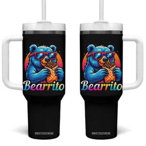 Mexican Food Lover Gift Tumbler With Handle Funny Bearrito TS12 One Size: 40 oz Black Print Your Wear