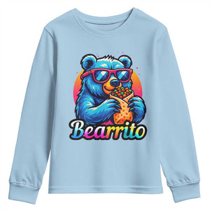 Mexican Food Lover Gift Youth Sweatshirt Funny Bearrito TS12 Light Blue Print Your Wear