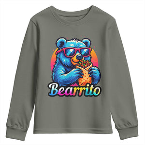 Mexican Food Lover Gift Youth Sweatshirt Funny Bearrito TS12 Military Green Print Your Wear